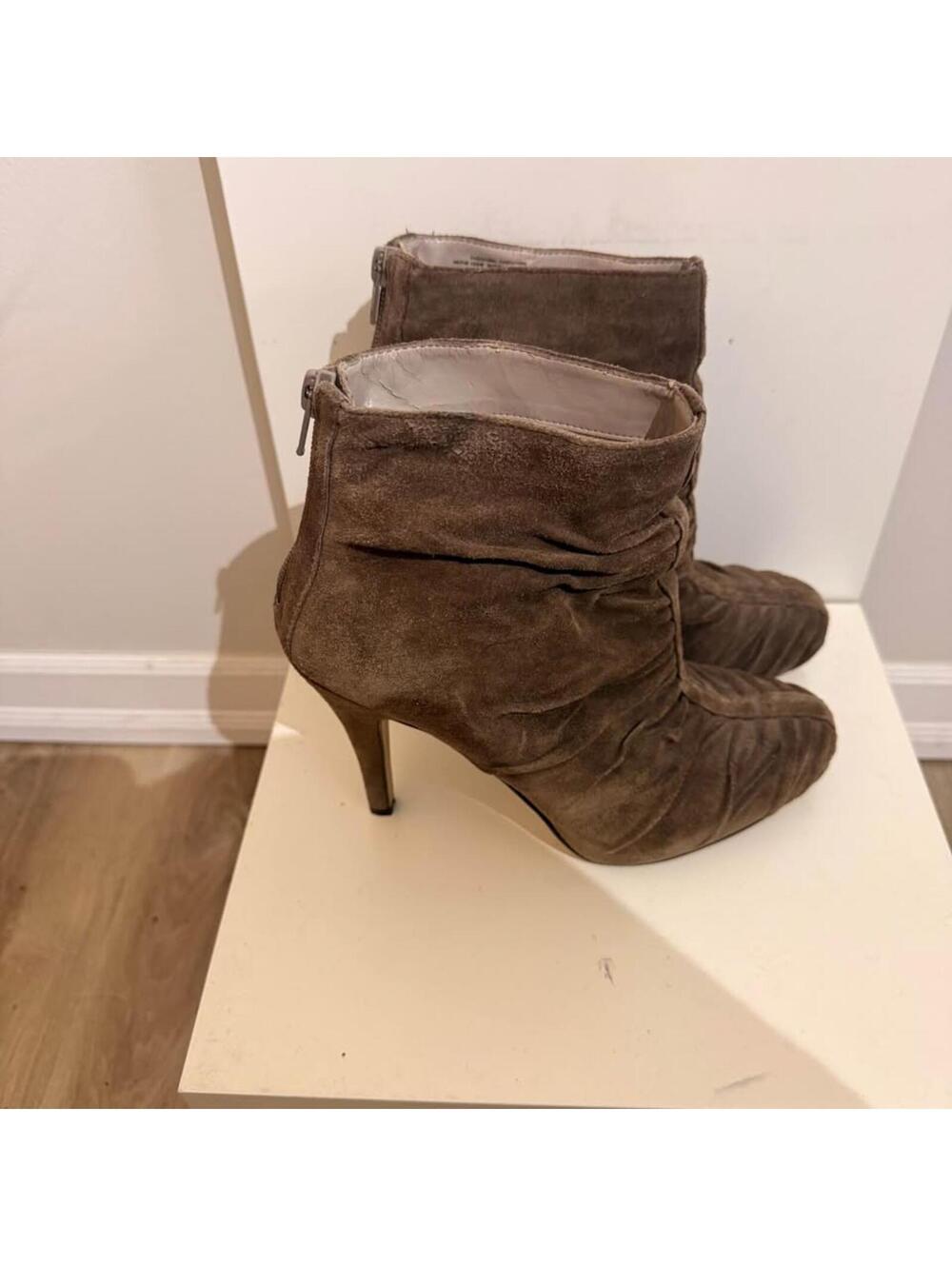 Nine West Brown Suede Heeled Booties NWJoyrides Women's 7.5